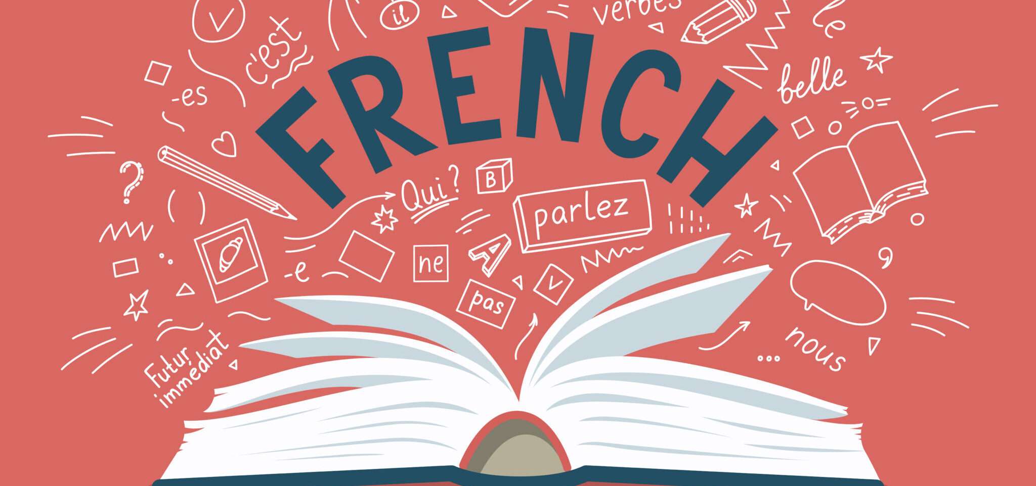 「フランス」という文字が書かれた開かれた本。