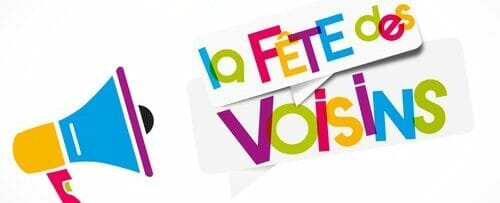 メガホンとホオジロを持ったフランスのLe fete des voisins。