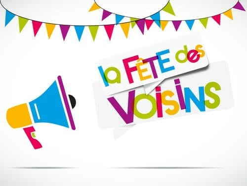 メガホンとホオジロを持ったフランスのLe fete des voisins。