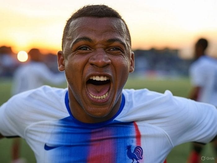 ゴールを決めて喜ぶサッカー選手、投げ技を決める柔道家、ポイントを取るテニス選手のコラージュイラスト